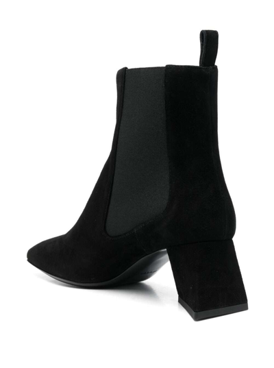 Shop Pollini Black Suede Ankle Boots With Curved Heel  Woman