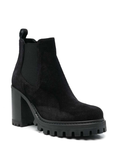 Shop Pollini Chunky Black Suede Boots  Woman