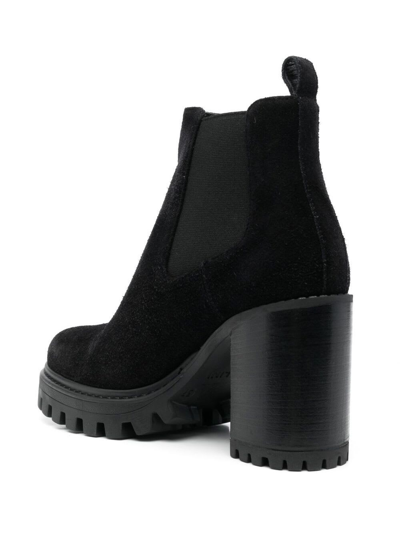 Shop Pollini Chunky Black Suede Boots  Woman