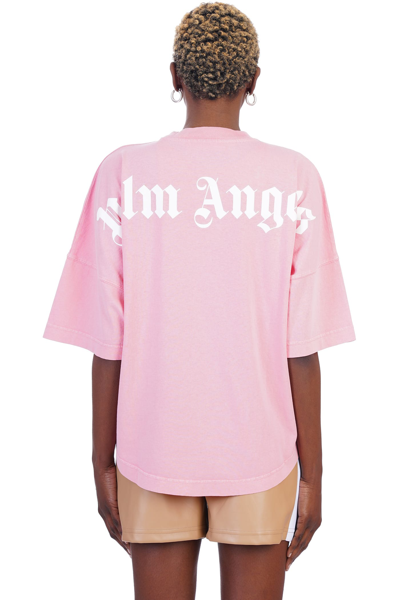 Palm Angels T-shirt In Rose-pink Cotton In Multicolor