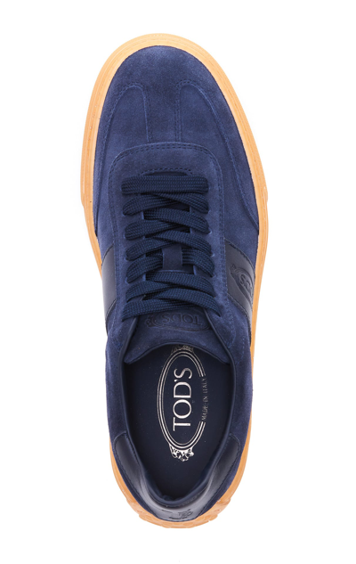 Shop Tod's Logo Sneakers In Blue