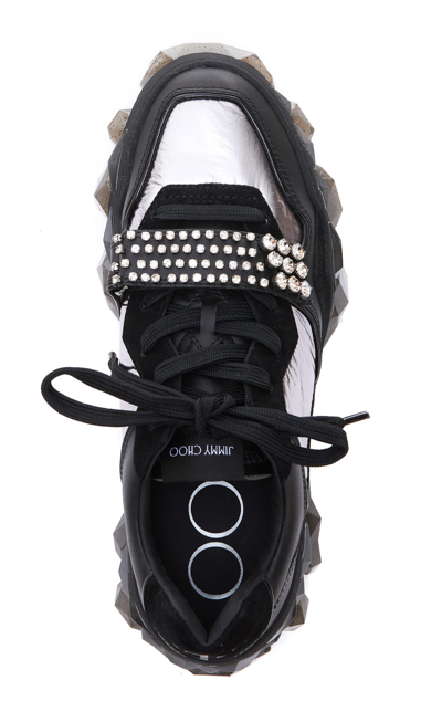 Shop Jimmy Choo Diamond X Strap Sneakers In Black