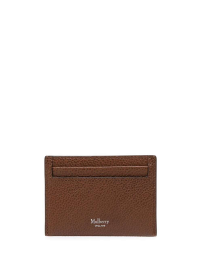 Shop Mulberry Heritage Brown Leather Card Holder With Logo  Woman