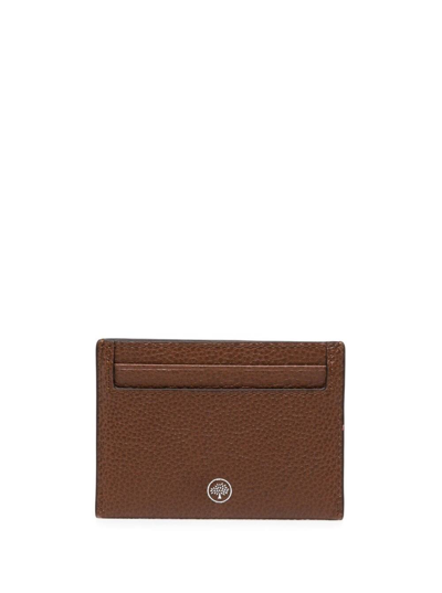Shop Mulberry Heritage Brown Leather Card Holder With Logo  Woman