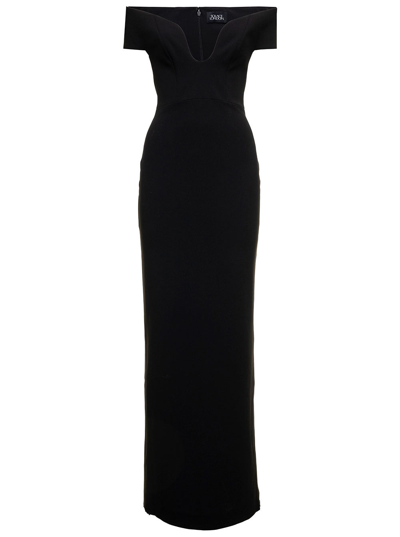 Shop Solace London Marlowe  Black Crepe Long Dress Solance London Woman