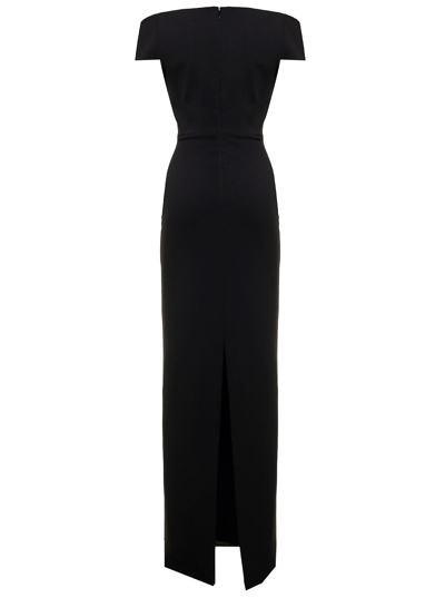 Shop Solace London Marlowe  Black Crepe Long Dress Solance London Woman