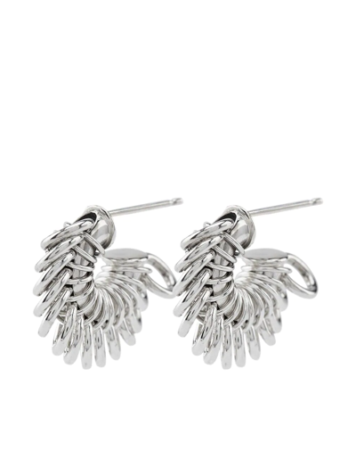 Shop Bottega Veneta Twist Hoop Earrings In Silber