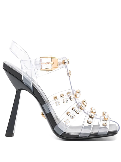 Shop Versace Medusa Cage Sandals In White