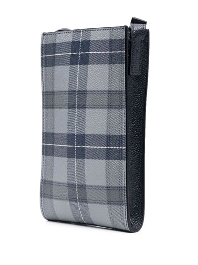 Shop Thom Browne Tartan-print Crossbody Phone Holder In Grey