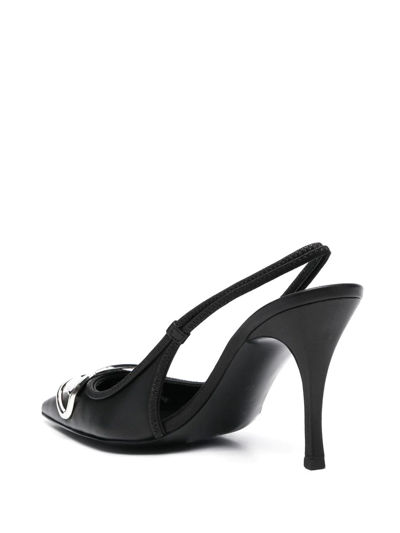 Shop Diesel D-venus 80mm Leather Slingback Pumps In Black