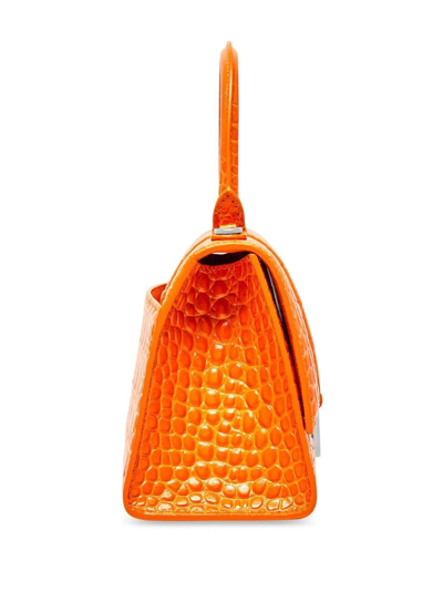 Shop Balenciaga Small Hourglass Top-handle Bag In Orange