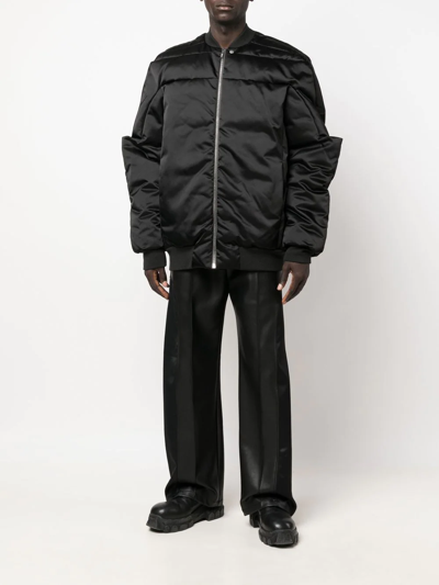 Rick Owens Gridered Goose-down Bomber Jacket In Black