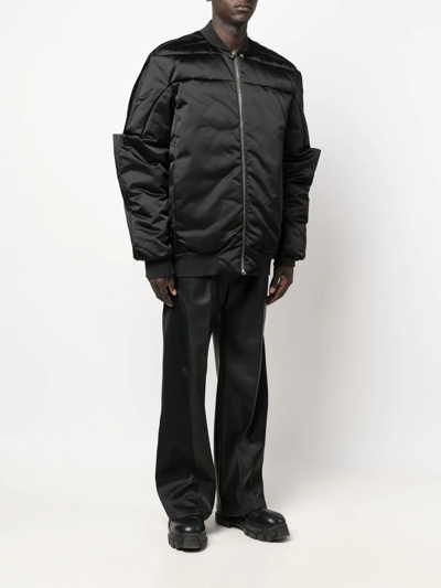 Rick Owens Gridered Goose-down Bomber Jacket In Black