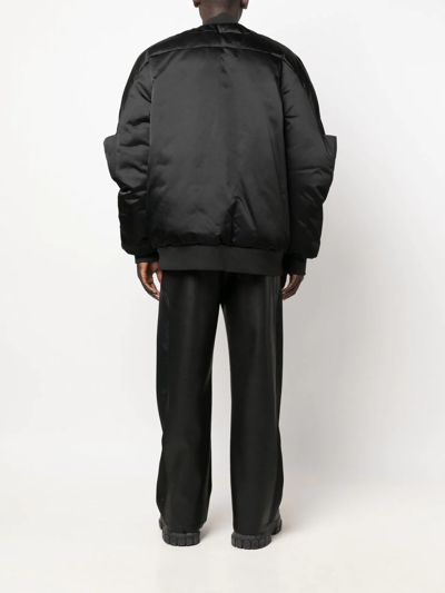 Rick Owens Gridered Goose-down Bomber Jacket In Black