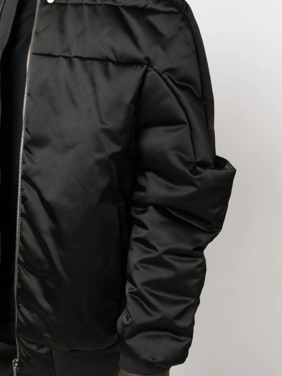 Rick Owens Gridered Goose-down Bomber Jacket In Black