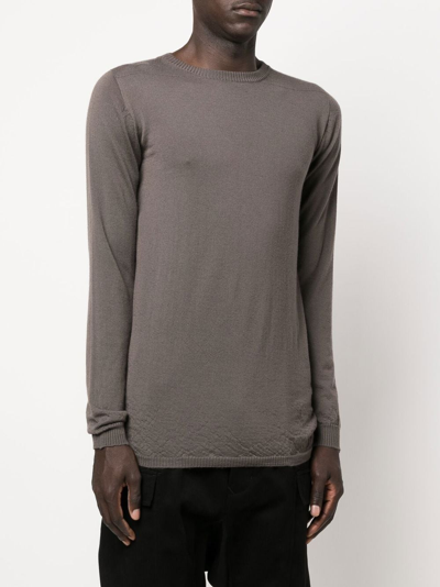 Shop Rick Owens Fine-knit Round-neck Jumper In Brown