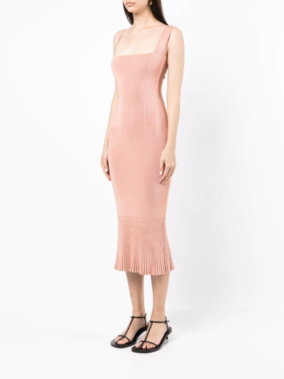 Shop Galvan Atalanta Knitted Midi Dress In Pink