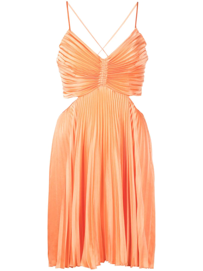 Shop A.l.c Cut-out Detail Pleated Dress In Orange