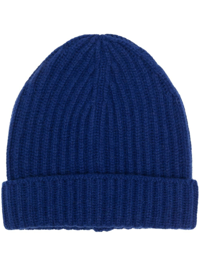 Shop Malo Ribbed-knit Cashmere Beanie In Blau