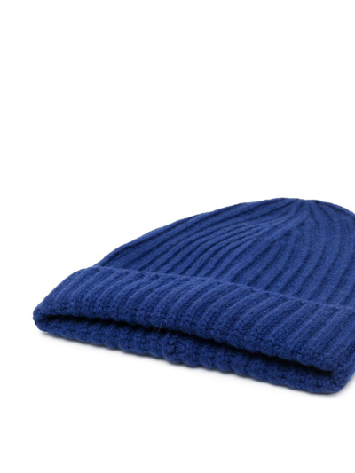 Shop Malo Ribbed-knit Cashmere Beanie In Blau