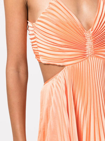 Shop A.l.c Cut-out Detail Pleated Dress In Orange