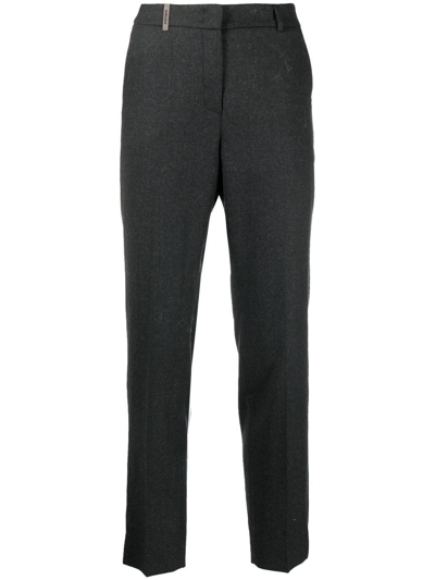 Shop Peserico Tailored Wool-blend Trousers In Grau