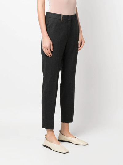 Shop Peserico Tailored Wool-blend Trousers In Grau