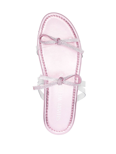 Stuart Weitzman Bow-detail Embellished Sandals In Weiss