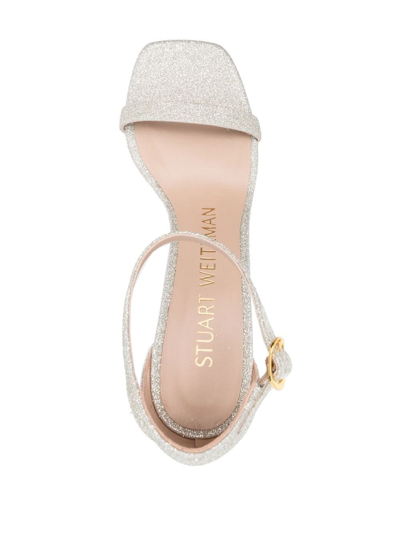 Shop Stuart Weitzman Nudistlucite 85mm Wedge Sandals In Gold