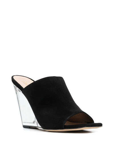 Shop Stuart Weitzman Sue Transparent-heel Mules In Schwarz