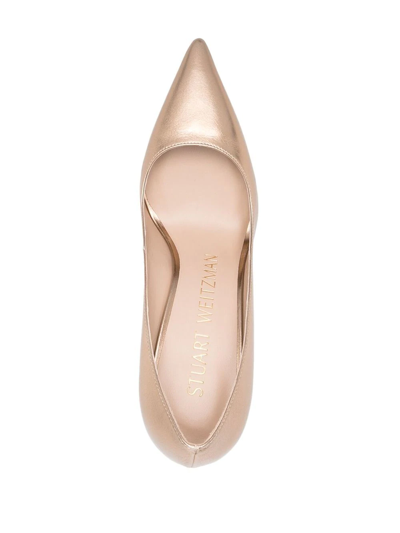 Stuart Weitzman Metallic-effect Leather Pumps In Nude