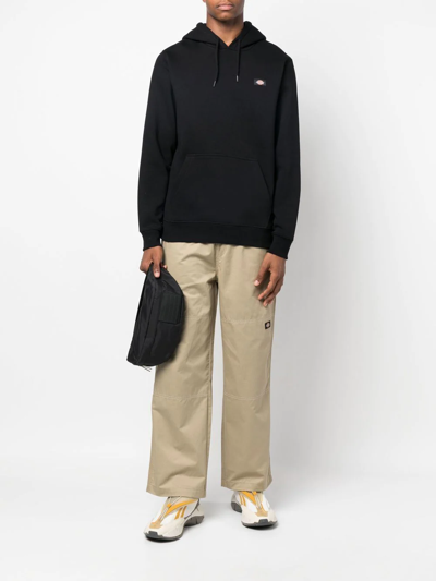 Dickies Construct Logo-patch Long-sleeve Hoodie In Schwarz