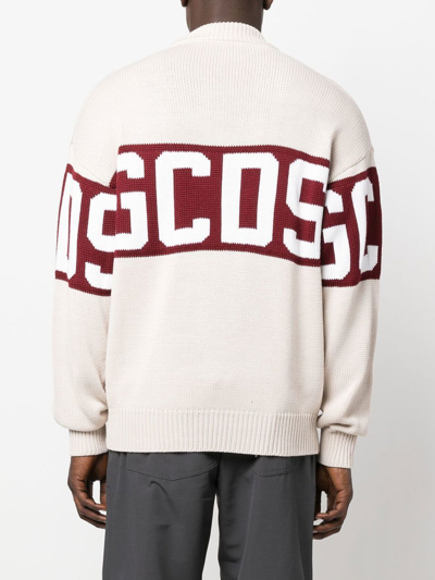 Gcds Intarsia-knit Ribbed Jumper In Nude
