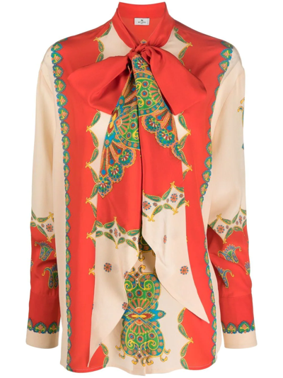 Shop Etro Paisley Pussy-bow Blouse In Rot