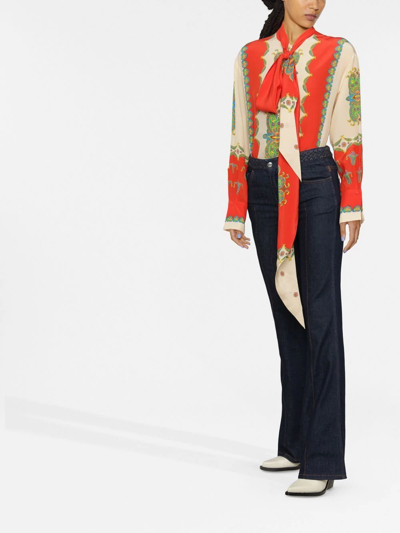 Shop Etro Paisley Pussy-bow Blouse In Rot