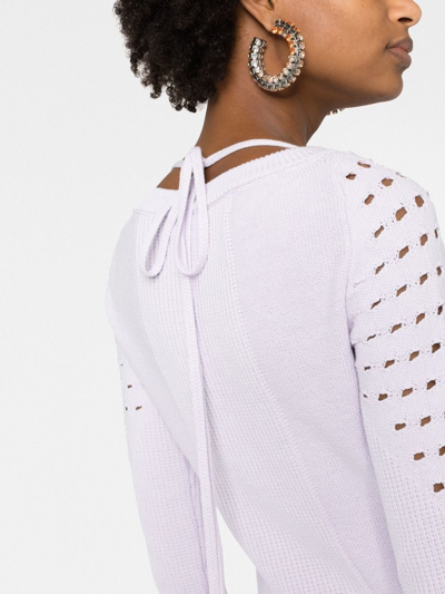 Attico Open-knit Long-sleeved Minidress In Violett