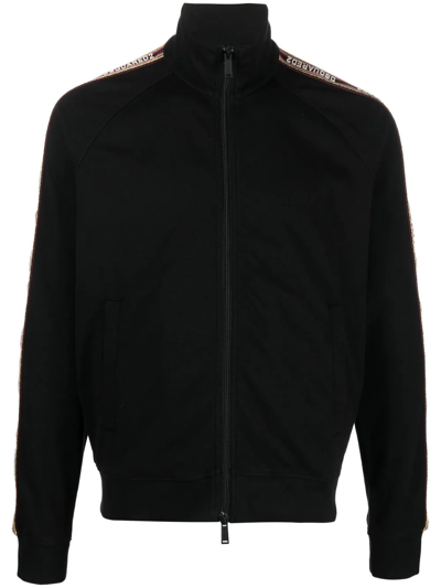 Dsquared2 Embroidered-logo Zip-up Sweatshirt In Schwarz