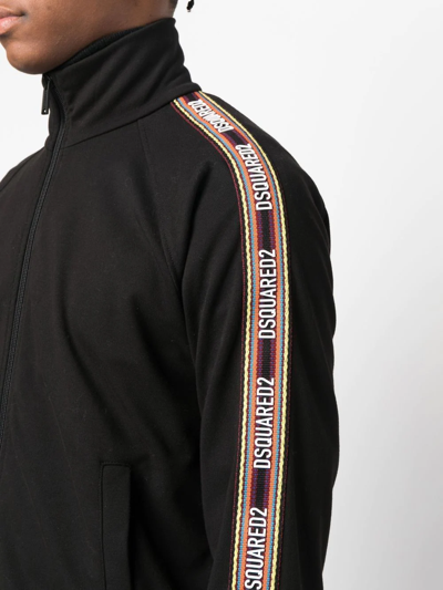 Dsquared2 Embroidered-logo Zip-up Sweatshirt In Schwarz