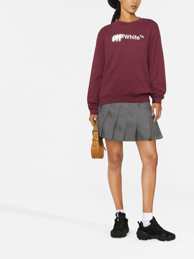 Shop Off-white Logo-print Crew-neck Sweatshirt In Violett