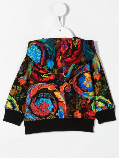 Versace Graphic Print Hooded Jacket In Black