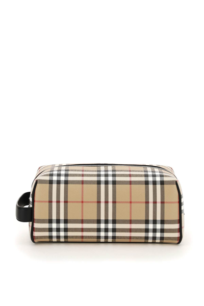 Shop Burberry Vintage Check Coated Canvas Wash Bag In Multi-colored