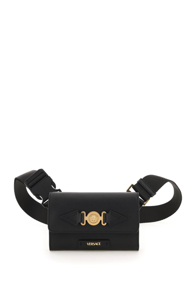 Shop Versace Leather Medusa Biggie Belt Bag In Black