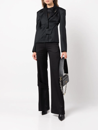 Heliot Emil Asymmetric Wide-leg Trousers In Black