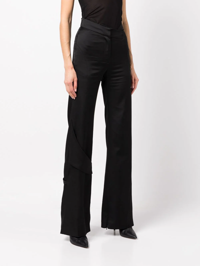 Heliot Emil Asymmetric Wide-leg Trousers In Black