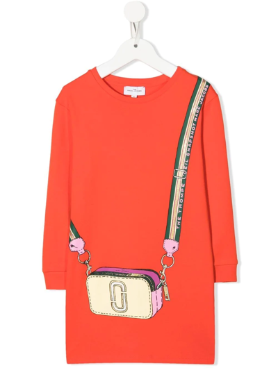 Shop The Marc Jacobs Snapshot-print Sweatshirt Dress In Orange