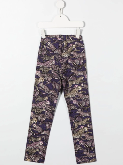 Shop Kenzo Animal-print Cotton Leggings In Purple