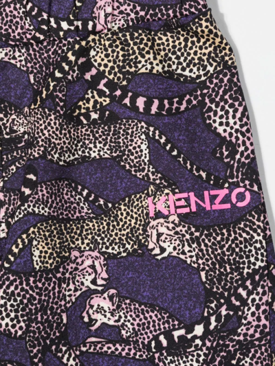 Shop Kenzo Animal-print Cotton Leggings In Purple
