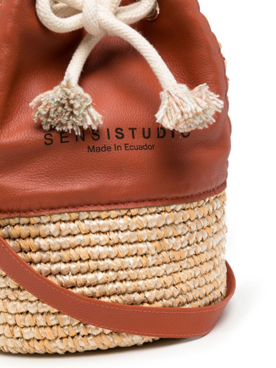 Shop Sensi Studio Logo-print Panelled Tote In Brown