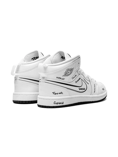 Shop Jordan 1 Mid "schematic" Sneakers In White