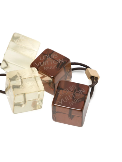 Pre-owned Louis Vuitton  Logo-cube Hair Tie Set In Brown